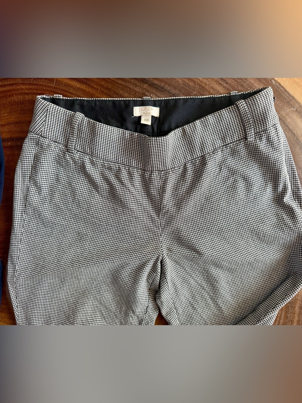 Set of 2 J.Crew Women’s Navy Black-White Houndstooth Stretch Ankle Pants 00 - Picture 4 of 9